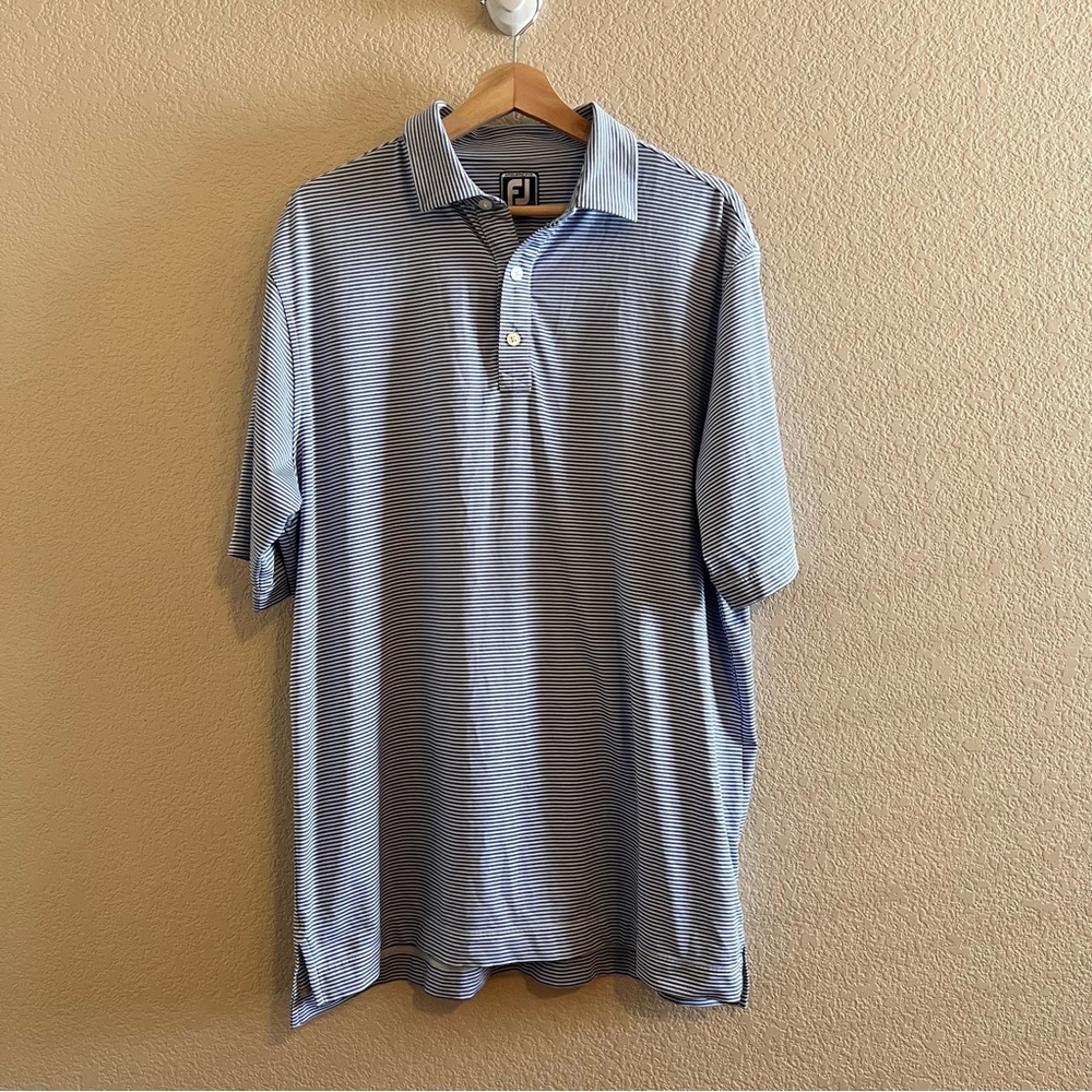 FootJoy Athletic Fit Blue Striped Golf Polo Size XL